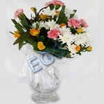 gift Pink Carnations, White Gerberas and Yellow Roses